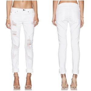 RAG & BONE Boyfriend Distressed In Rebel Bright White Jeans W1591O160RBW